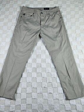 AG Adriano Goldschmied Tellis Pants Mens 30x34 Khaki Grey Modern Slim Chino Jean